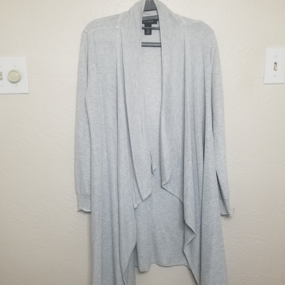 White House Black Market Light Gray Open-Front Draped Cardigan